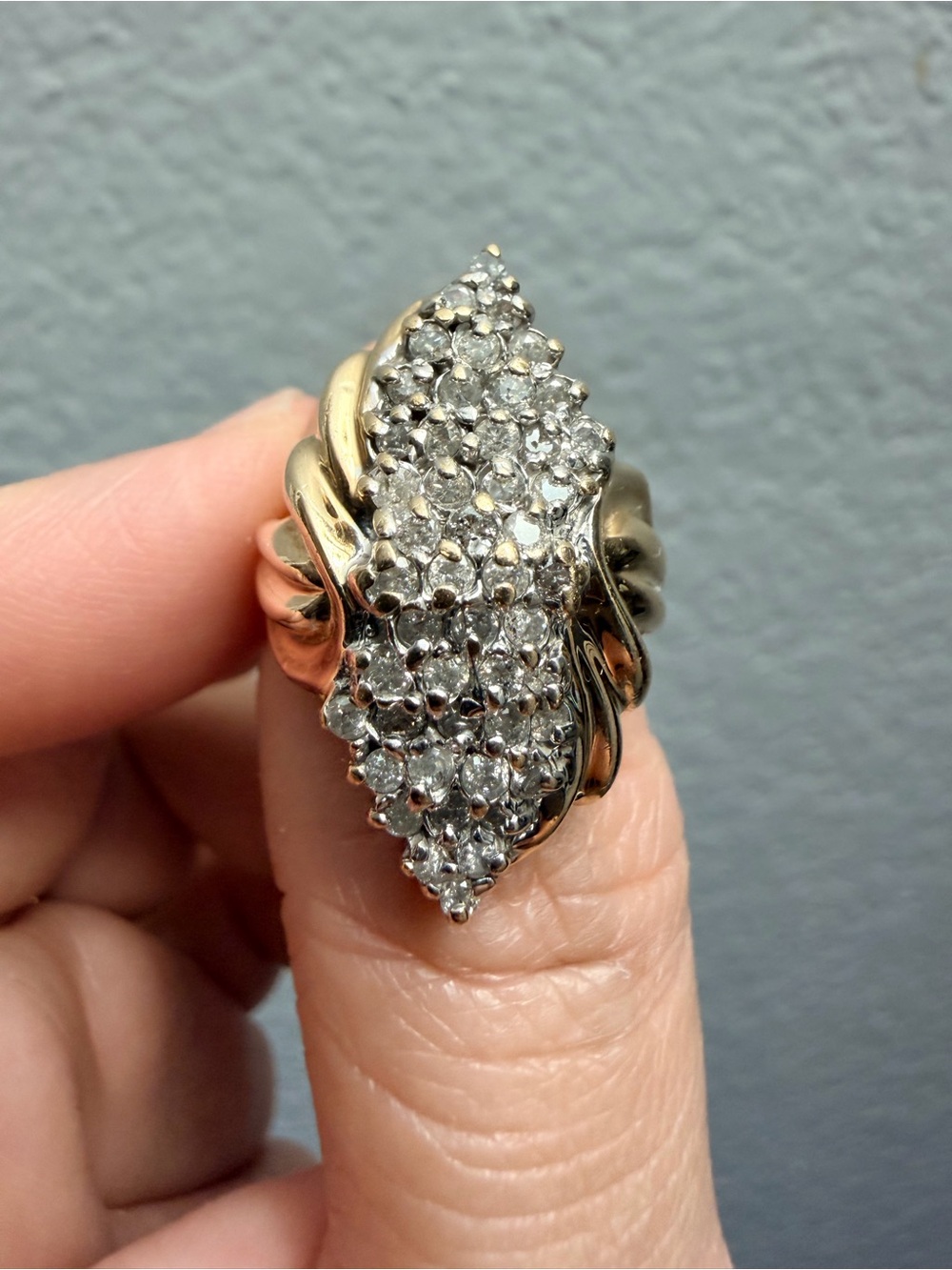 10k Yellow Gold Diamond Cocktail Ring